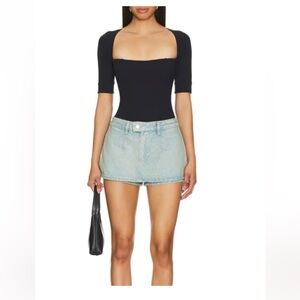 Free People “Gala-Vanting” Denim Mini Skirt Skort sz 24
